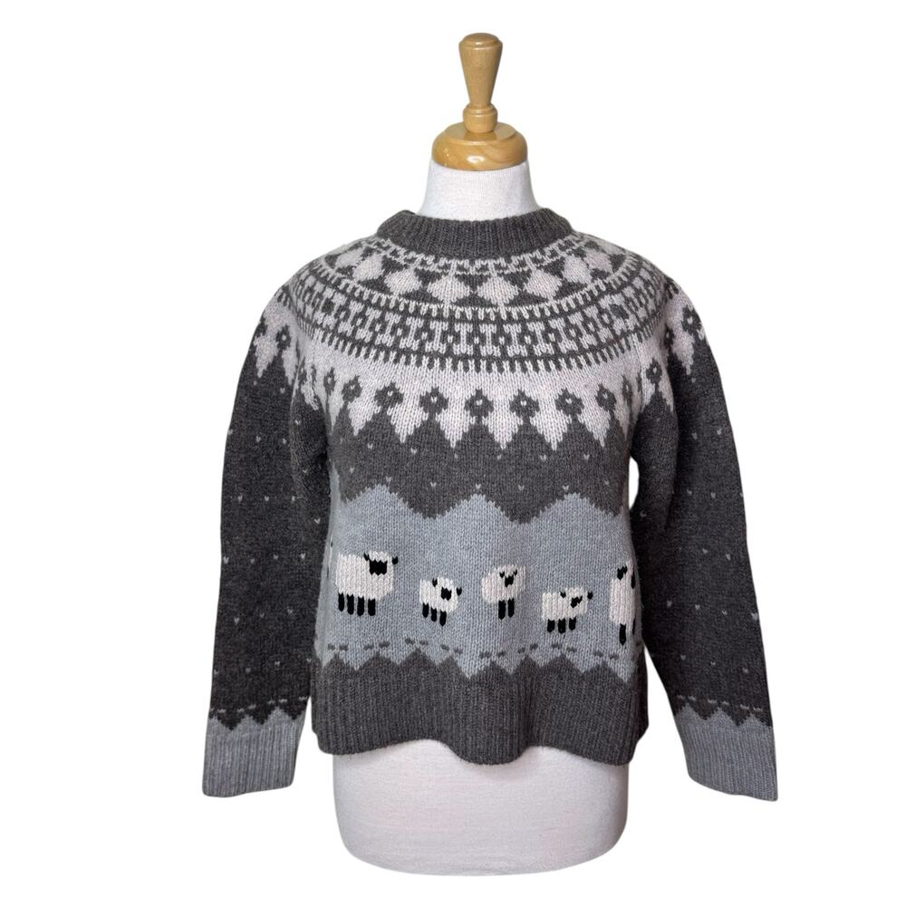 SEA Anja Merino Wool Sheep Sweater Gray Size Small - Picture 3 of 12